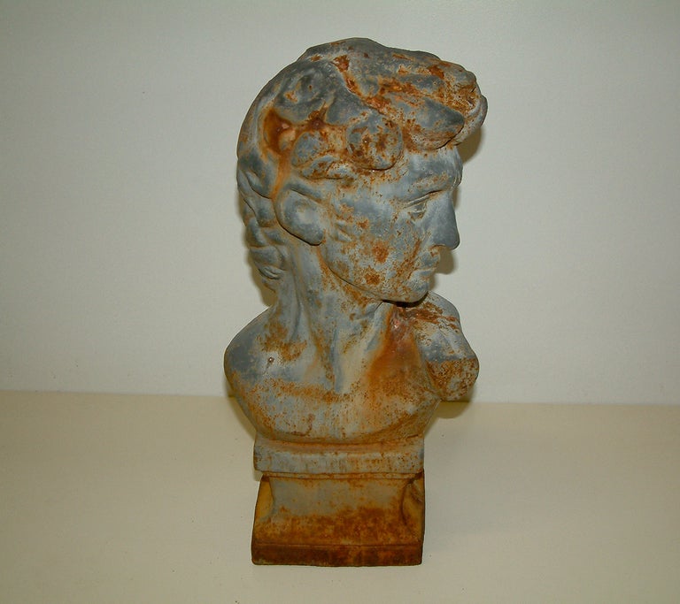 French Late 19th Century Cast Iron Bust of Michelangelo's 